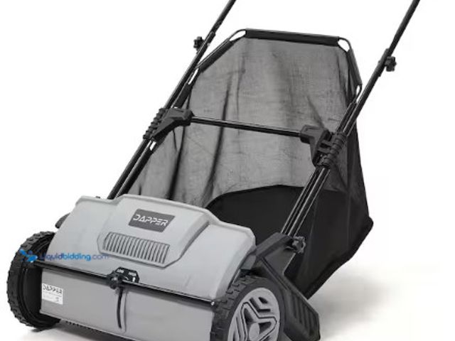 Lot 49-2022718 - DAPPER SUPPLY Walk-Behind Outdoor Hand Push lawn Sweeper 3.5 cu. ft. Hopper Bag and 21 in. Sweeping ...