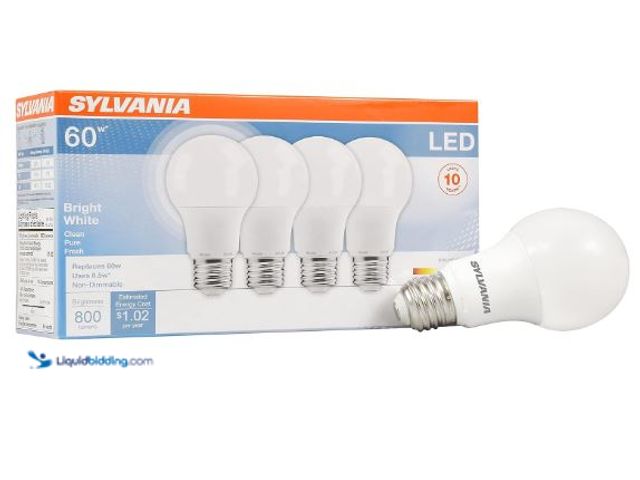 Lot 49-1569698 - Lot of (5) LEDVANCE Sylvania LED Light Bulb, 60W Equivalent A19, Efficient 8.5W, Medium Base, Froste...
