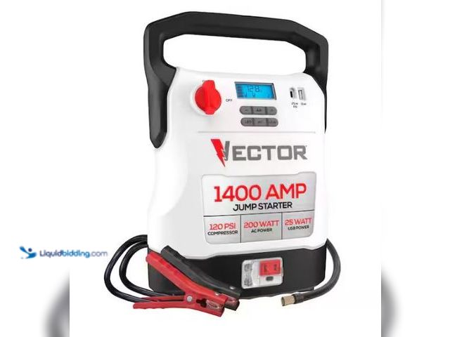 Lot 49-1577168 - VECTOR 1400 Amp Jump Starter, Compressor, USB and AC Power, Model # VECJ14C, Slightly used, Powers o...