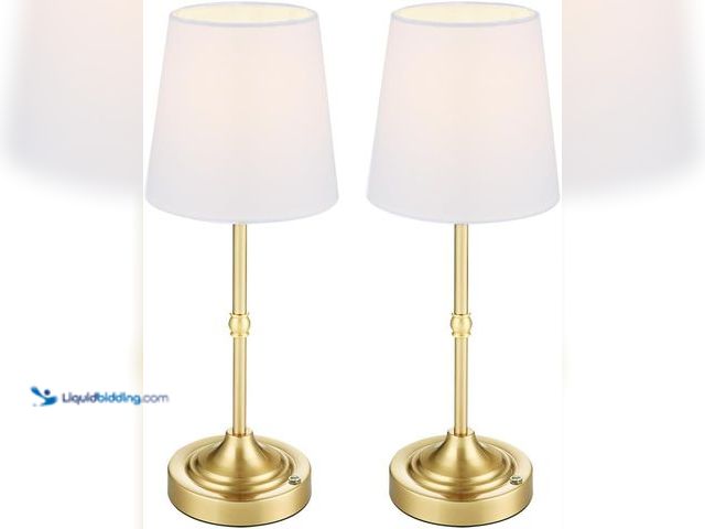 Lot 49-5437397 - Cordless Lamp, Rechargeable Battery-Operated Lamp with Fabric Lampshades, 2 Pack Dimmable Desk Lamps...