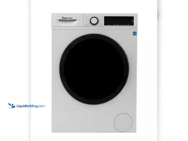 Lot 49-1518535 - Magic Chef 2.2 cu. ft. Front Load Washer, 24 in, White Model # MCSFLW24W1, Unused, Large Dent on Bot...