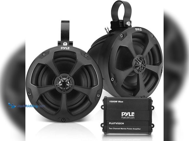 Lot 49-5416569 - Pyle 6.5'' Water-Resistant Marine Off-Road Speakers - 1200 Watt Amplifier + Wireless BT Audio Contro...