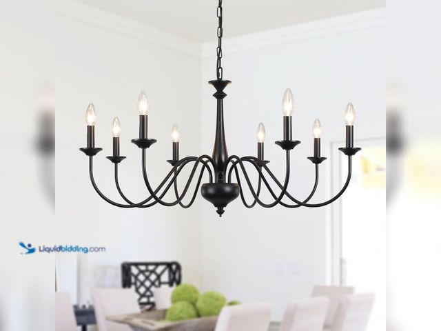 Lot 49-5477775 - Black Chandelier for Dining Room Light Fixture Hanging 8 Light Modern Farmhouse Chandelier Rustic Vi...