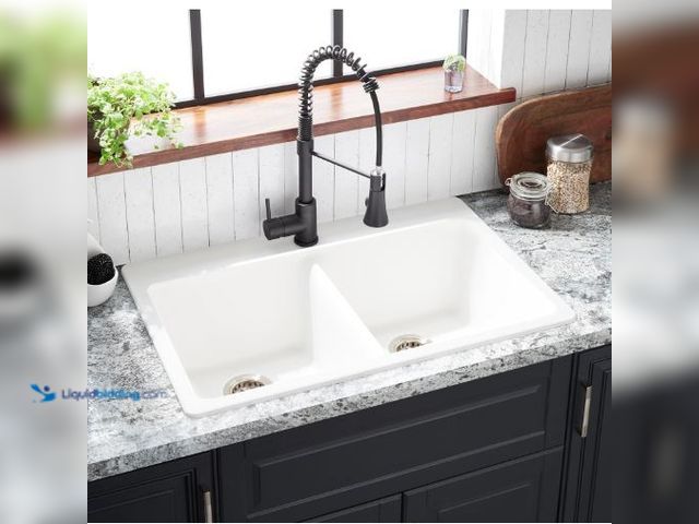 Lot 49-5436516 - Signature Hardware 447672 Totten 33" Drop In or Undermount 50/50 Double Basin Granite Composite Kitc...