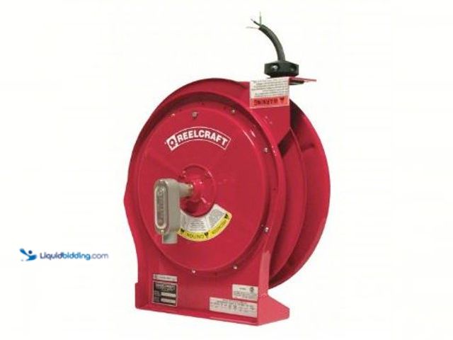 Lot 49-1569680 - REELCRAFT Extension Cord Reel: Junction Box, Junction Box, Flying Lead, Flying Lead, Red, Black, Mod...