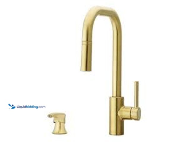 Lot 49-5488273 - Pfister Zanna Single Handle Pull Down Sprayer Kitchen Faucet with Deckplate and Soap Dispenser in Br...