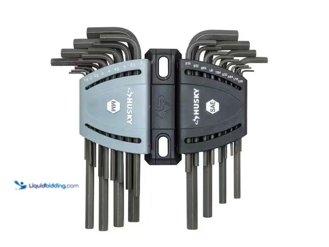 Lot 49-1571296 - Husky Long Arm Hex Set, SAE/MM (26-Piece), Model # HLAHKSM26PC-06, Unused  Ref#AMABLU0114