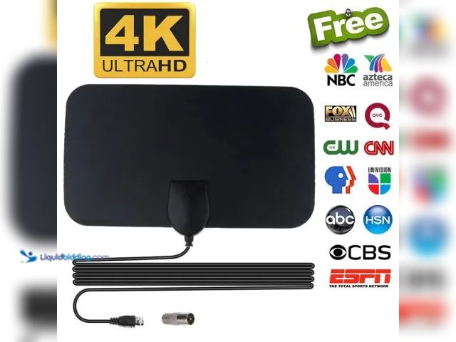 Lot 49-5388828 - Digital Indoor TV Antenna with Amplified Signal Booster 4K HD 1080P 8.25"W x 4.75"T Black - NEW - Ge...