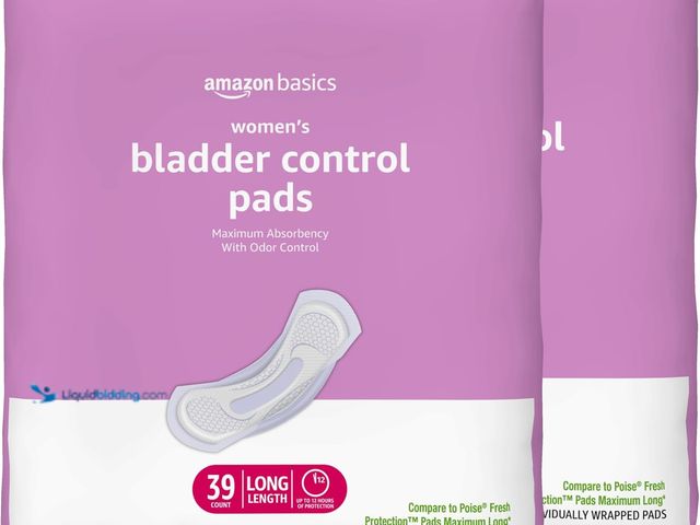 Lot 49-5544320 - Amazon Basics Incontinence Pads for Women, Postpartum, Long, Maximum Absorbency, Bladder Control, Un...