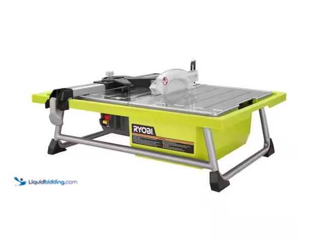 Lot 49-1627561 - RYOBI 4.8 -Amps 7 in. Blade Corded Tabletop Wet Tile Saw Model # WS722, Used, Has Attachments, Scuff...