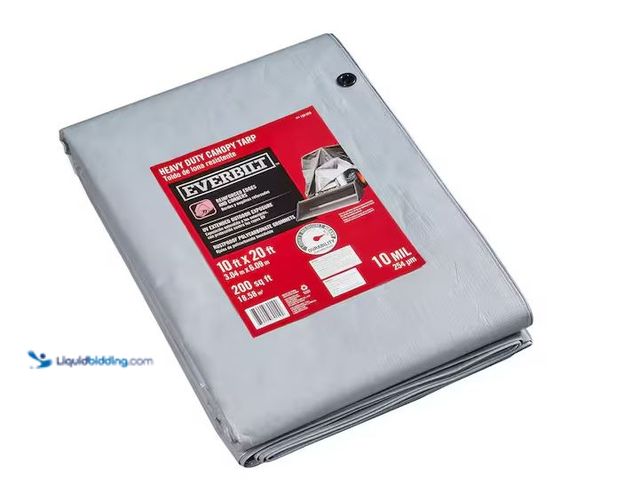 Lot 49-3472128 - Everbilt 10 ft. x 20 ft. Silver Heavy Duty Canopy Tarp Model # 1020CA, Unused  Ref#SB1029