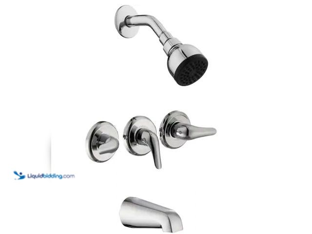 Lot 49-2006512 - Glacier Bay Aragon 3 Handle 1-Spray Tub and Shower Faucet 1.8 GPM in Chrome (Valve Included), Model ...