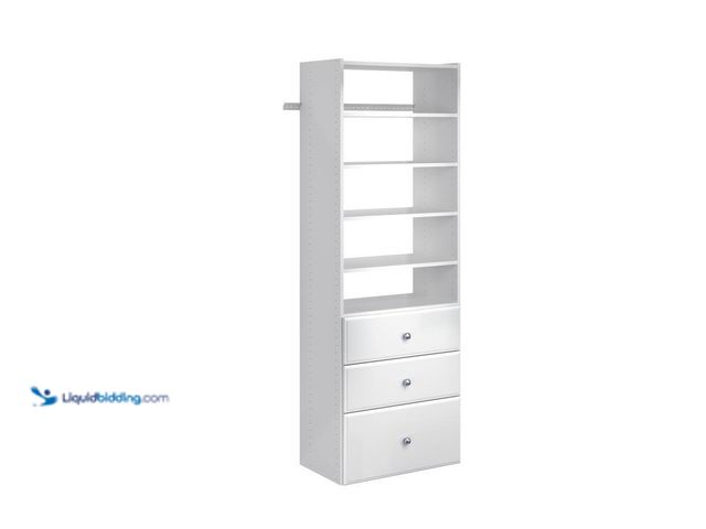 Lot 49-5414567 - Premier 25 in. W Classic White Tower Unit Wall Mount 6-Shelf Wood Closet System Model # WH30 unused