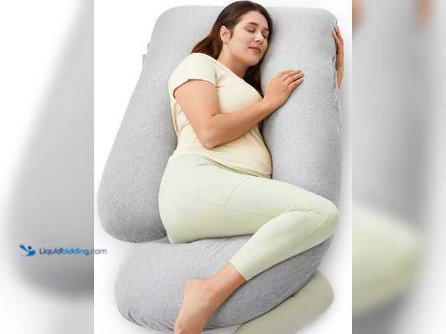 Lot 49-5543839 - Momcozy U Shaped Pregnancy Pillows with Cotton Removable Cover, 57 Inch Full Body Pillow Maternity S...