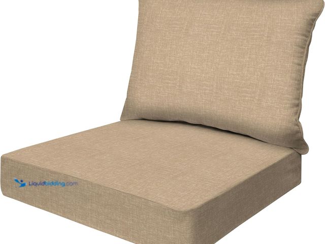 Lot 49-5453209 - Honeycomb Outdoor Essentials Deep Seat, 24 x 24, Hampton Texture Neutral Chair Cushion for Patio Fur...