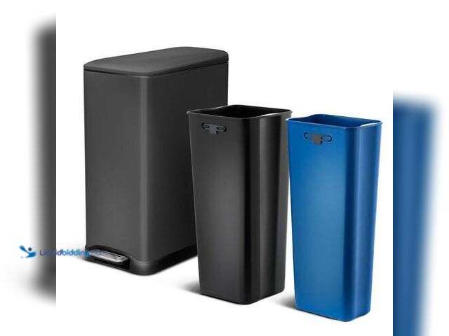 Lot 49-5483785 - Home Zone Living 13.2 Gal. Stainless Steel Step-On Kitchen Trash Can with Dual Compartments and Slim...