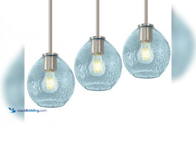 Lot 49-5549680 - QTY 2 - 7.16 in. Blue Tint Bubble Glass Globe Pendant Lamp Shade With 2.25 in. Lip Fitter. Model # 8...