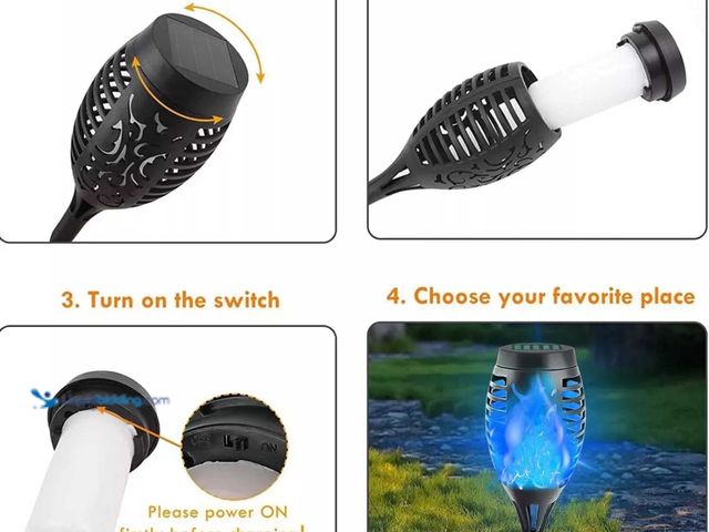 Lot 49-5388238 - Lot of 1 Solar Waterproof LED Flickering Flame Torch Light - Blue Light - NEW - Perfect for pathways...