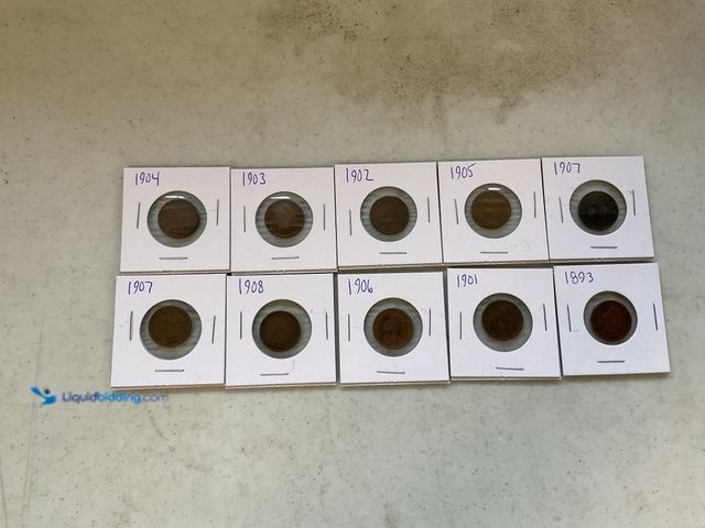 Lot 49-1505578 - 10 EARLY 1900’S INDIAN HEAD PENNIES VARIOUS YEARS #COINS1211