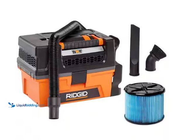 Lot 49-3432451 - RIDGID 3 Gal. 5.0 Peak HP NXT Shop Vacuum Wet Dry Vac with Fine Dust Filter, Expandable Hose and Acc...