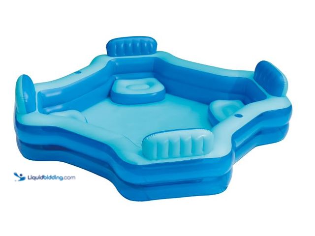 Lot 49-5545808 - Bluescape Blue Deluxe Comfort Inflatable Family Swimming Pool, 4 Seats, Square, Age 6 & up, Unused