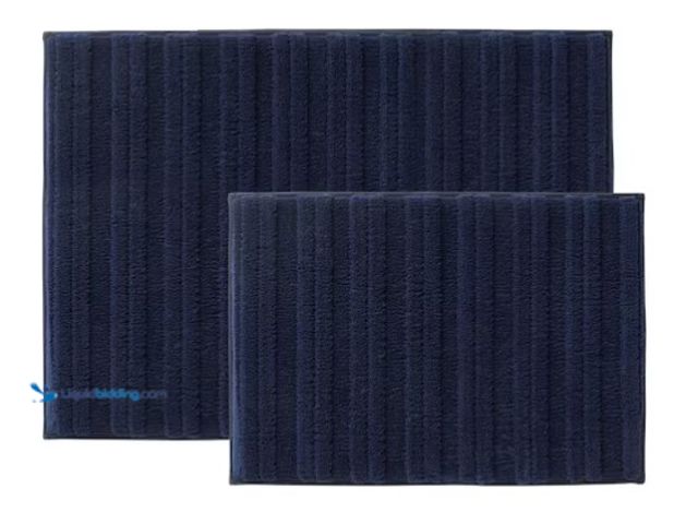 Lot 49-1575902 - Lot of (2) Style Well Memory Foam Blue Striped Midnight 2-Piece Bath Rug Set, Model # ABS20230309003...