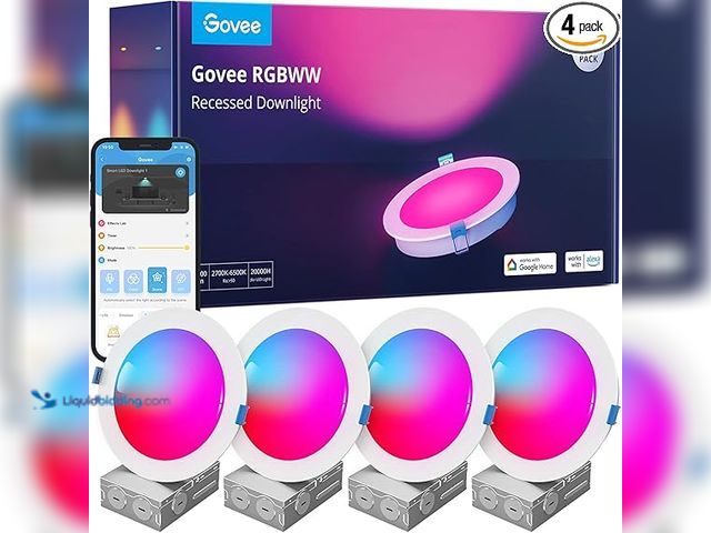 Lot 49-5411887 - Govee Smart Recessed Lighting 6 Inch, Wi-Fi Bluetooth Direct Connect RGBWW LED Downlight, 65 Scene M...