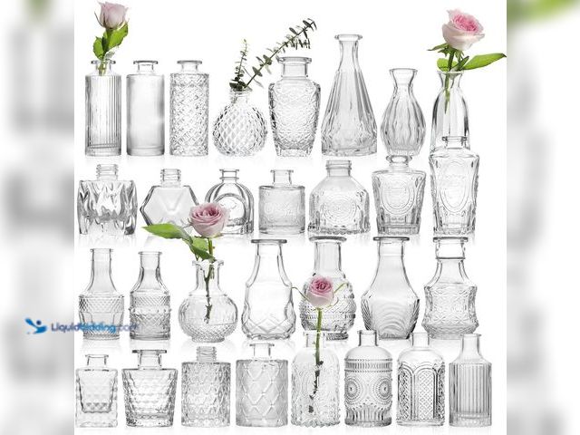 Lot 49-5437950 - Vintage Glass Bud Vases Bulk 30 Pack|Small Clear Flower Vases for Wedding Decor, Centerpiece Table D...