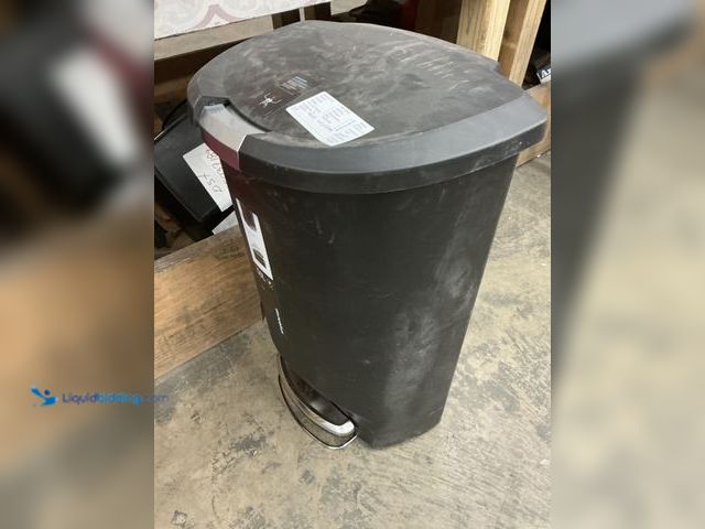 Lot 49-5485789 - simplehuman 13 Gallon Semi-Round Step Kitchen Trash Can, Black Plastic with Soft-Close Locking Lid. ...