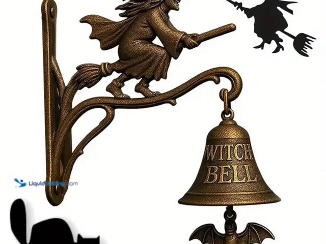 Lot 49-1814408 - New Halloween Vintage Witch Doorbell Wrought Iron Ornament