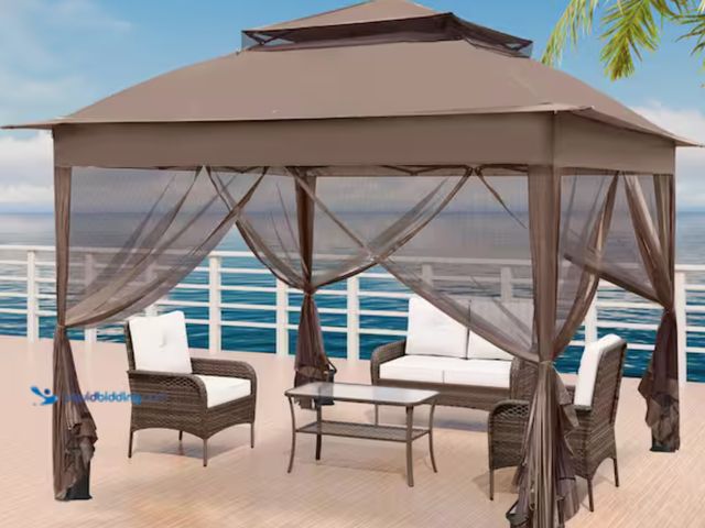 Lot 49-2000486 - COOS BAY 11 ft. x 11 ft. Patio Portable Gazebo Pop-Up Canopy Gazebo with Netting, Model # 121-BRN, S...