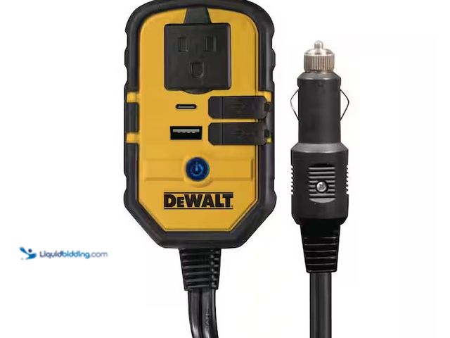 Lot 49-3600339 - DEWALT 140-Watt Portable Car Power Inverter with Dual USB Ports Model # DXAEPI140, Slightly Used, Un...