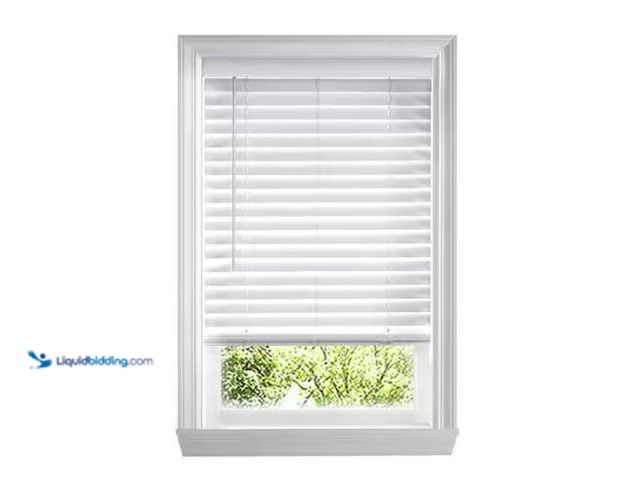 Lot 49-1565969 - Home Decorators Collection White Cordless Faux Wood Blinds for Windows with 2 in. Slats - 51.5 in. W...
