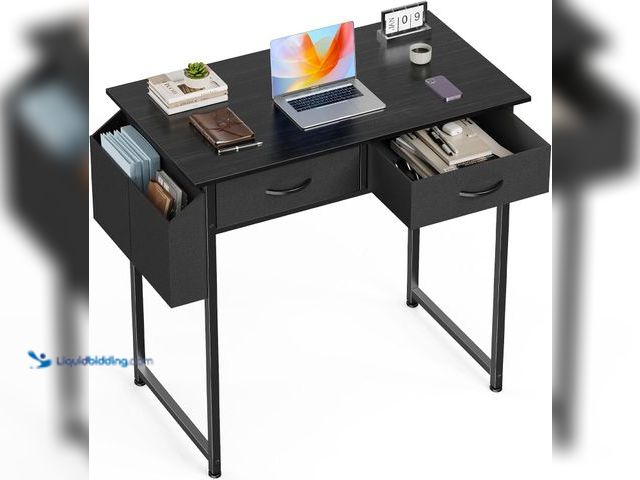 Lot 49-5463402 - OLIXIS Computer Desk with Drawers Study Writing Table with Storage Bag Headphone Hook Adjustable Fee...