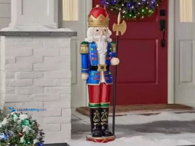 Lot 49-1541763 - 3.5 ft. LED Nutcracker with Staff Ax Holiday Christmas Porch Greeter, Unused.  Ref#HOL1113