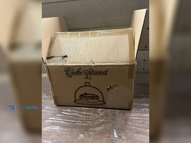 Lot 49-5487767 - Wooden Cake Stand W/ Clear Cover Unused