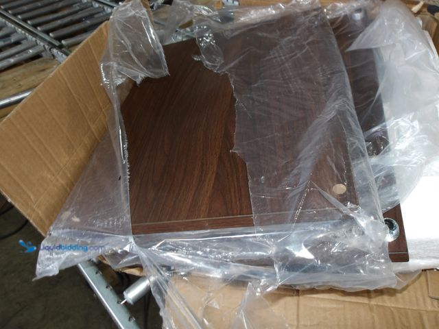 Lot 49-1513999 - Small Side Table/ Night Stand with Floor Lamp, Rustic Brown, Unused (Unable to test)   Ref#4G-0723