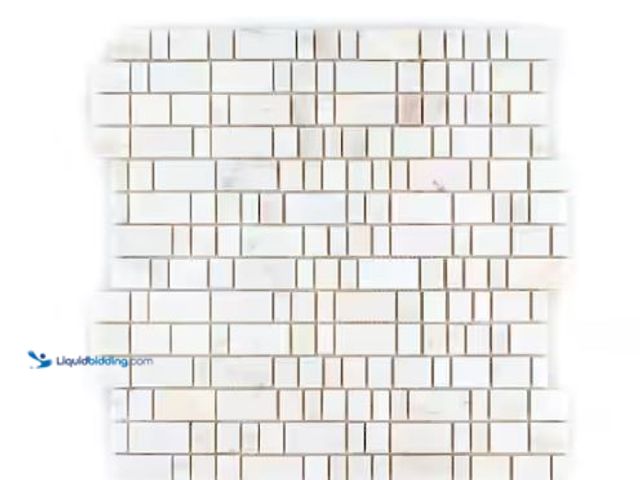 Lot 49-1577499 - Approx. (15) sq. ft. of Jeffrey Court Strata Sunrise White 12 in. x 12 in. Rectangle Honed Marble Wa...