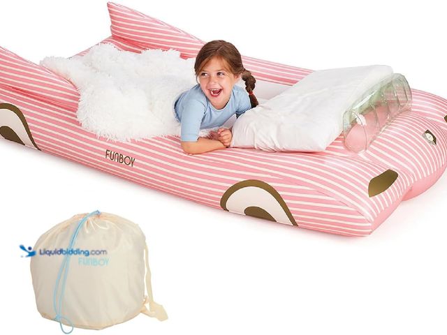 Lot 49-3531268 - FUNBOY Kids Pink Inflatable Travel Bed & Mattress. Perfect for Sleepovers. Includes Carrying Case St...