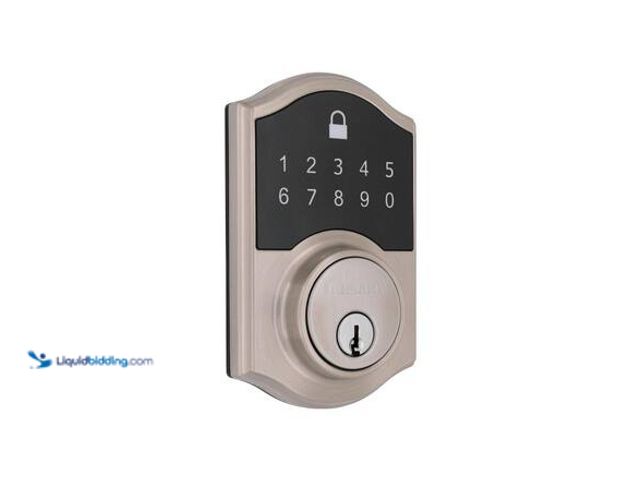 Lot 49-3565302 - Defiant Castle Satin Nickel Compact Touch Electronic Single Cylinder Deadbolt Model # 32GC7X2D01AHP ...