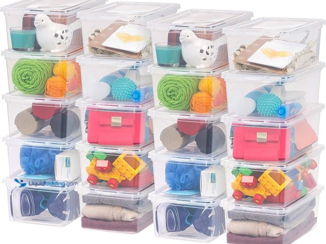 Lot 49-5554288 - IRIS USA 20-Pack 6 Qt Storage Bins with Lids, Clear, Stackable | Ideal for shoes, crafts, office sup...