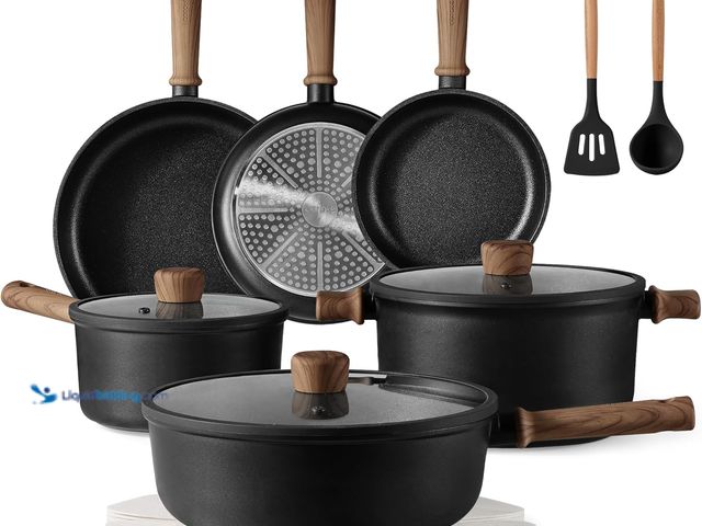 Lot 49-3509926 - CAROTE Nonstick Pots and Pans, Induction Cookware Set 16pcs Kitchen Cooking Sets, Pot and Pan Non St...
