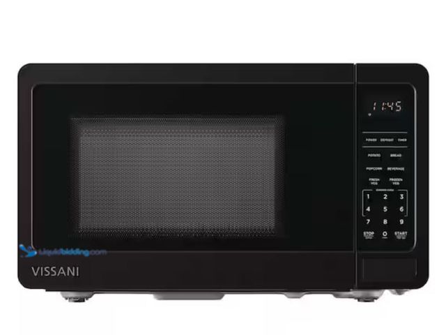 Lot 49-2005693 - Vissani 0.7 cu. ft. Electric 700-W Countertop Microwave in Black with Turntable, 6-Heating Functions...