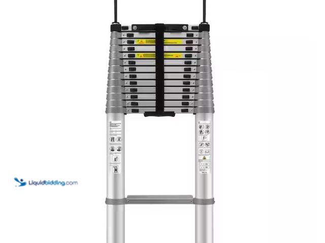 Lot 49-1567650 - VEVOR Telescoping Ladder, 18.5 ft. Aluminum One-button Retraction Extension Ladder, 400 lbs. Capacit...