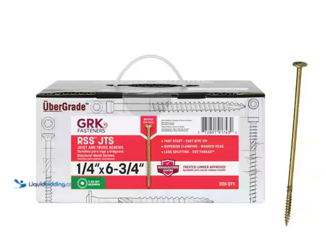 Lot 49-3611798 - GRK Fasteners 1/4 in. x 6-3/4 in. Star Drive Low Profile Washer Head Phoenix 305SS RSS Structural Al...