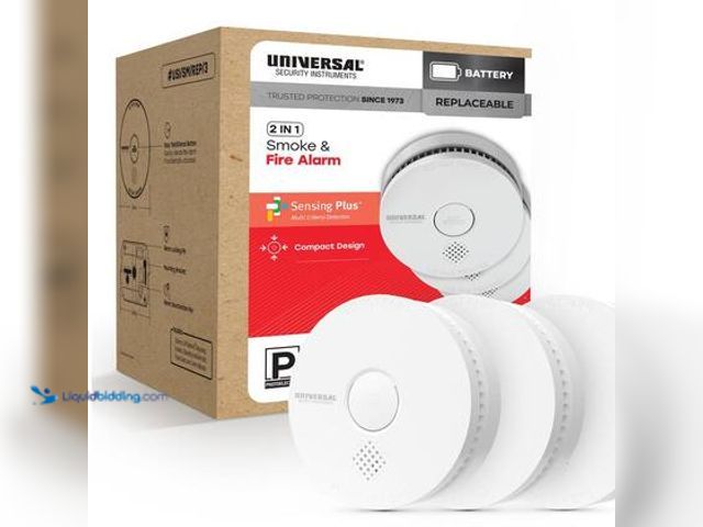 Lot 49-5572373 - Universal Security Instruments (3-Pack) 9-Volt Battery Operated Smoke Detector with Photoelectric Se...