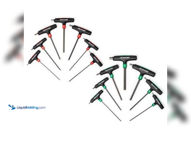 Lot 49-5544391 - Husky 14-Piece T-Handle SAE & MM Hex Key Set. Model # HTHKSM14PCN. Used