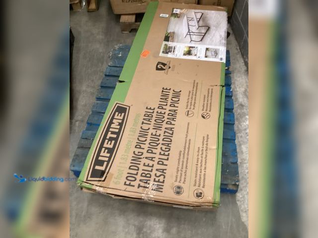 Lot 49-5555395 - Lifetime Folding Picnic Table 6ft, Unused with hardware