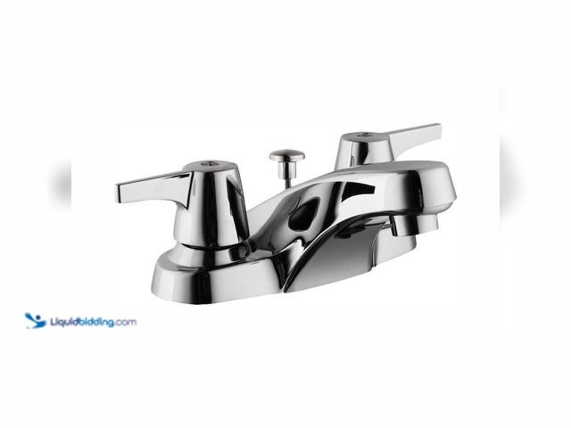 Lot 49-5414474 - Glacier Bay Aragon 4 in. Centerset 2-Handle Low-Arc Bathroom Faucet with Pop-Up Drain in Chrome, Mod...