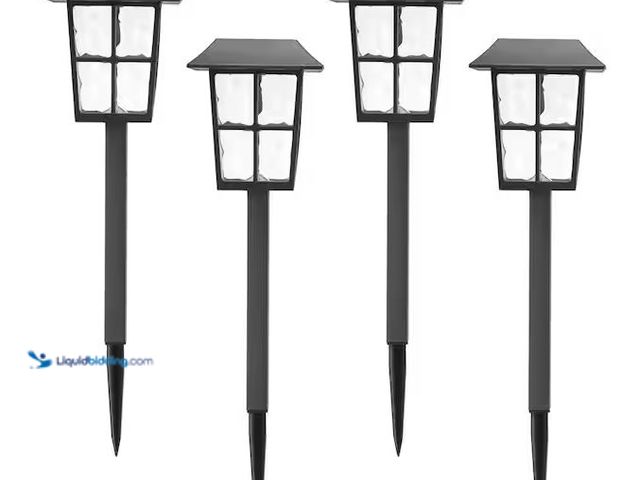 Lot 49-1576613 - Lot of (2) Hampton Bay Archer Black Integrated LED Weather Resistant Outdoor Solar Path Light (4-Pac...
